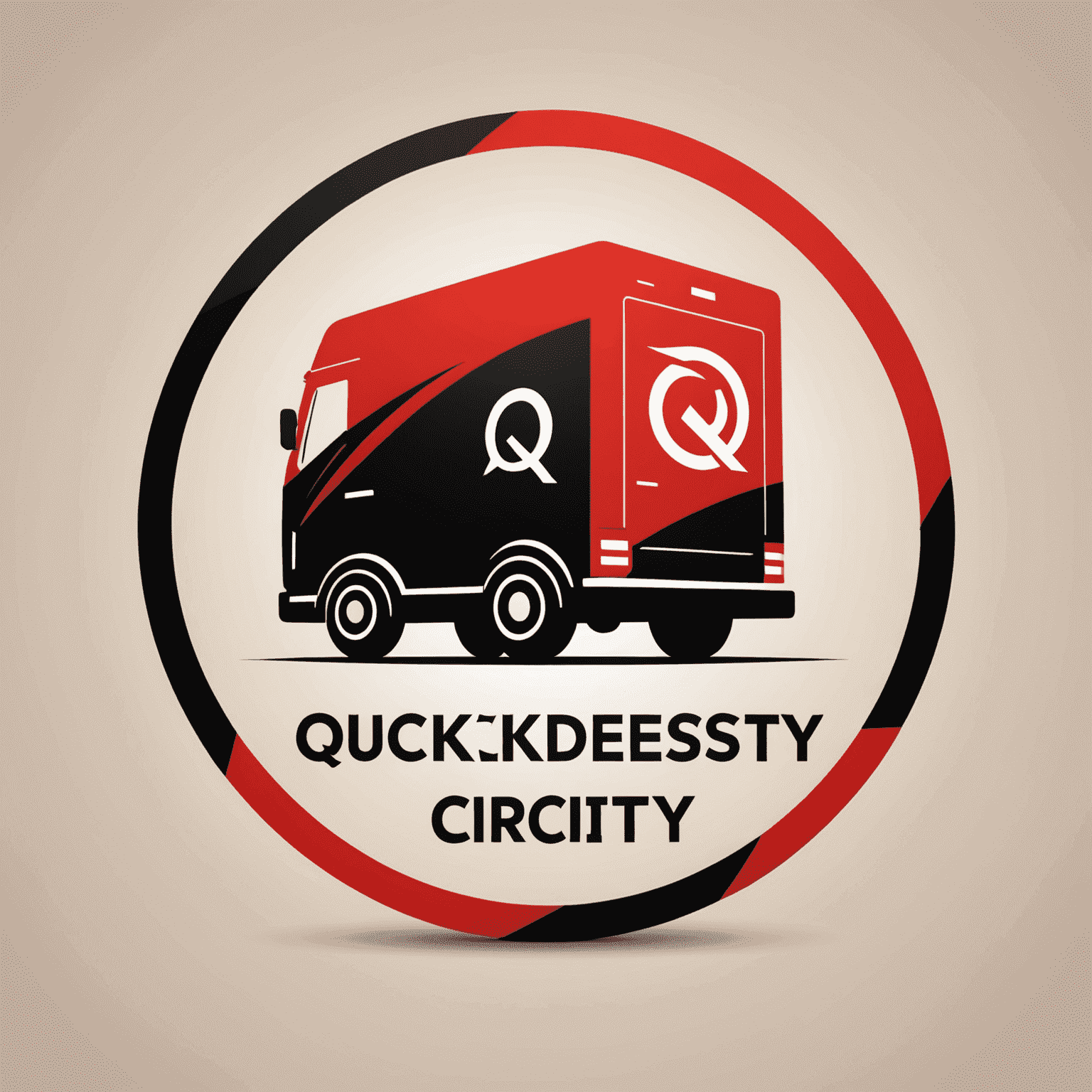 Quickdeliveriescity logosu - Kırmızı ve siyah renklerle stilize edilmiş hızlı teslimat sembolü